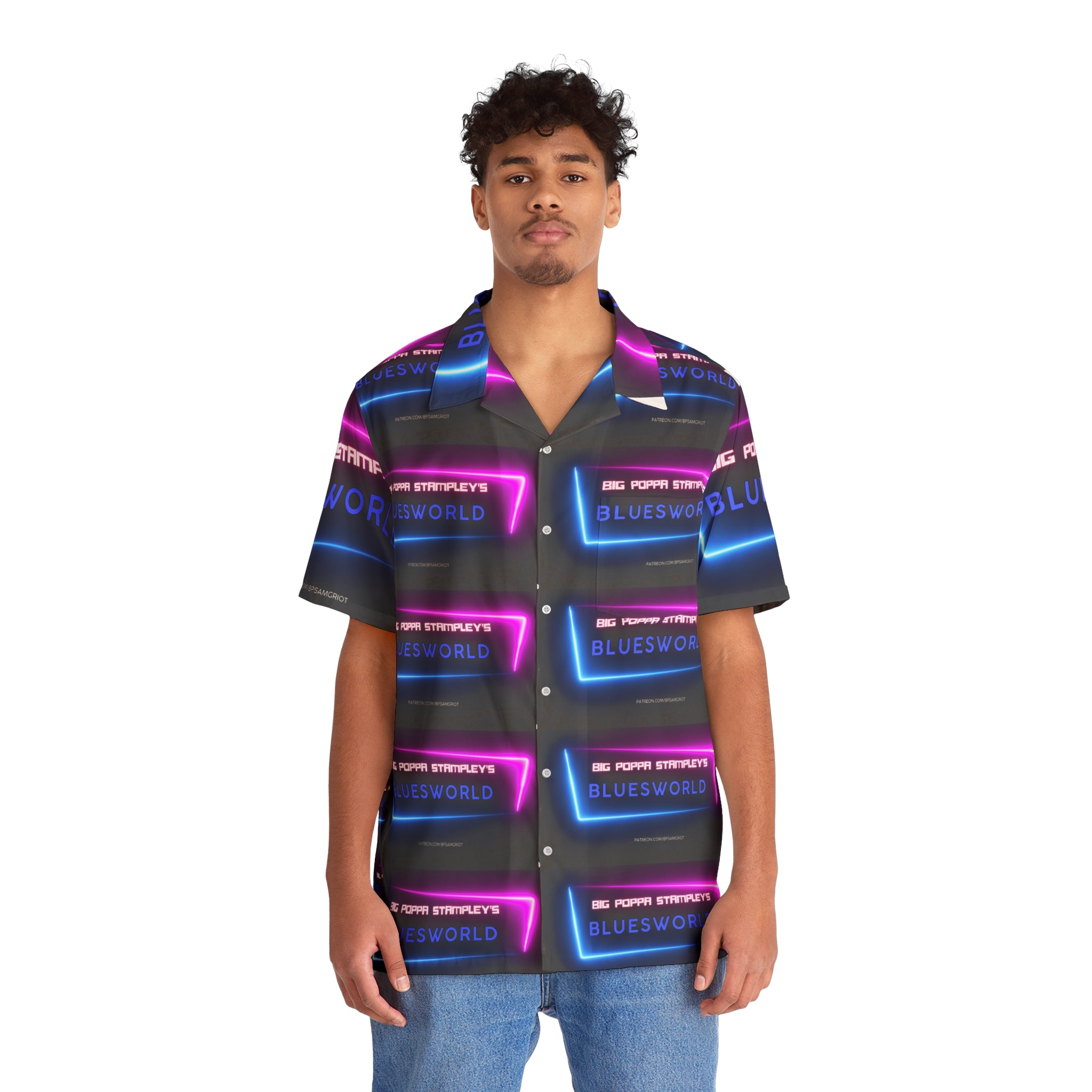 Bluesworld logo Men's Hawaiian Shirt (AOP)