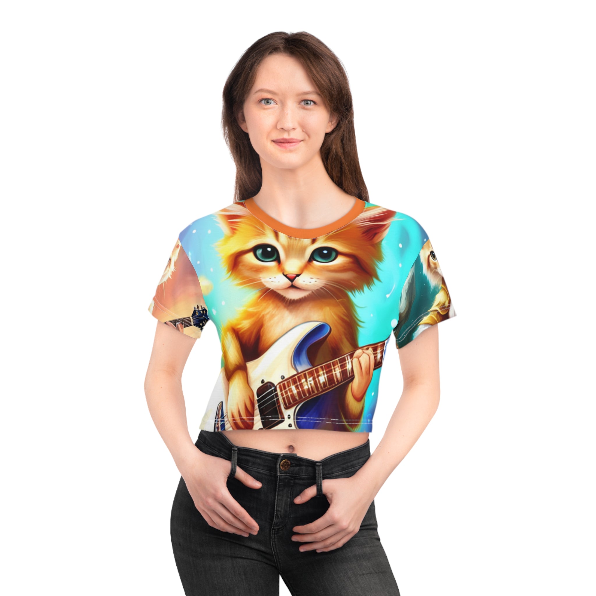 Kitty Guitar Crop Tee (AOP)