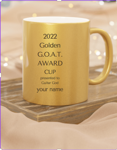 Golden G.O.A.T. Award Cup metallic mug 11oz gold